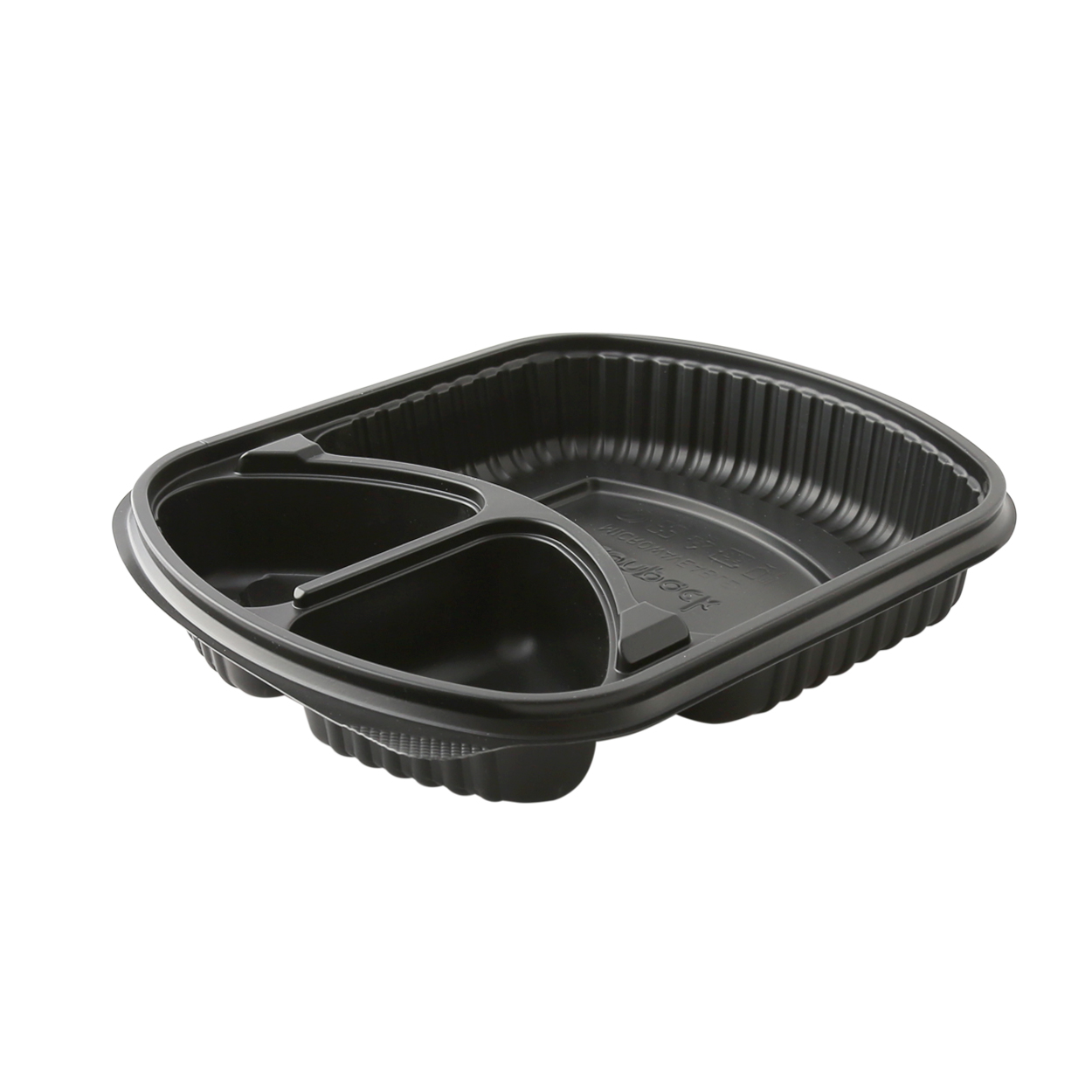  Microwaveable 3-Compartment Black Plastic Container (9 1/4 " x 7 1/2" x 1 1/5")