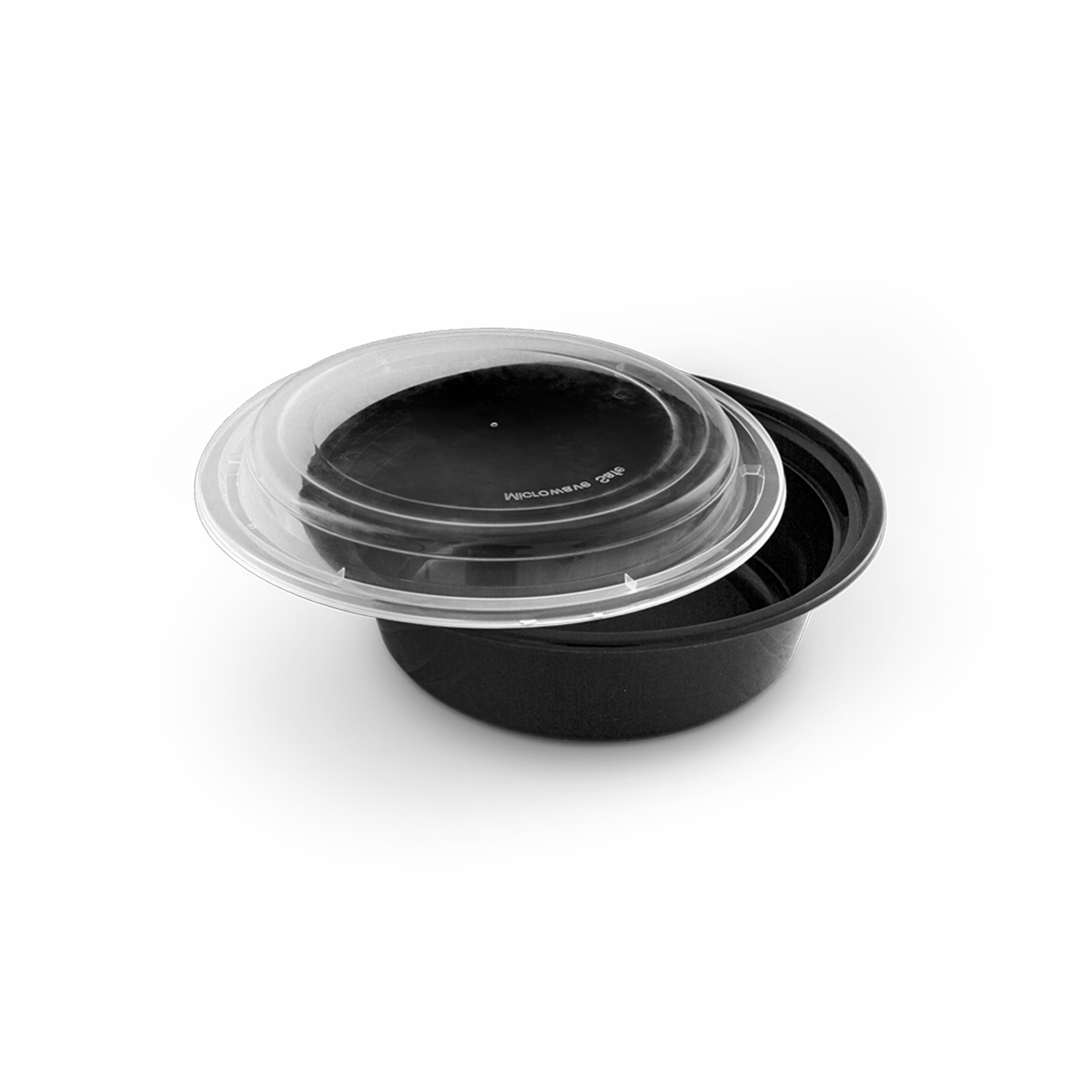 24 oz. Black  Round Microwavable Heavy Weight Container with Lid 